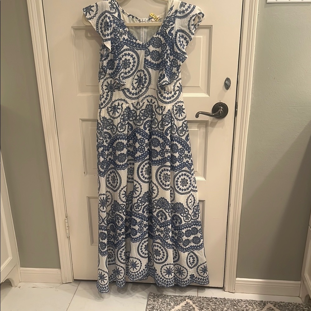 Navy and White Floral Maxi Dress